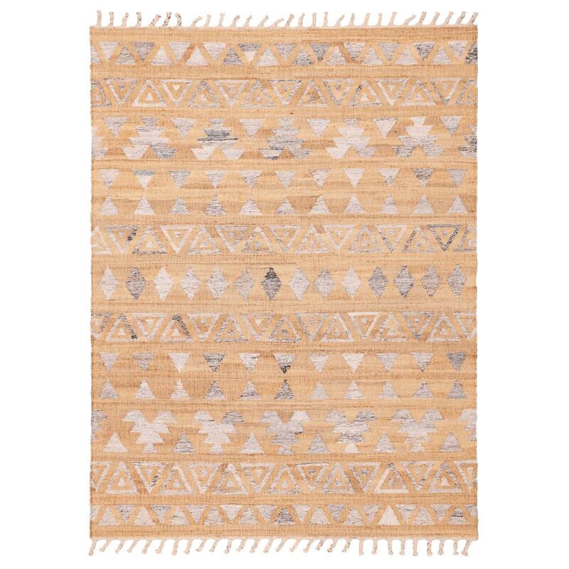 ECARPETGALLERY Flat-Weave Palas Denizli Tan Jute, Rayon Kilim - 5'6 x 7'5