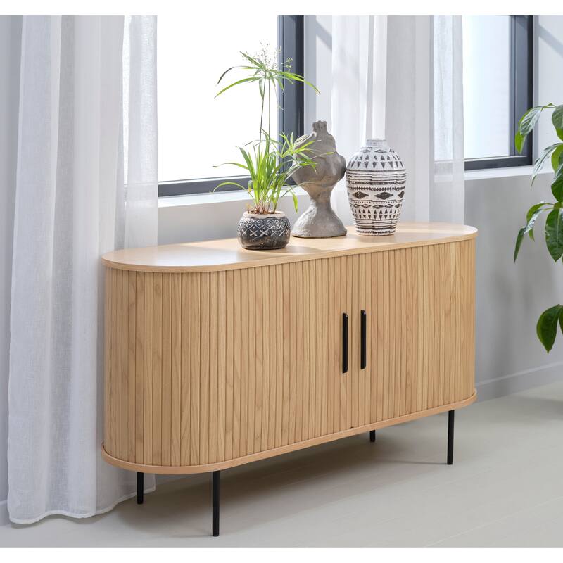 Rye Studio Nicola Mid-Century Modern Rounded Sliding Door Sideboard
