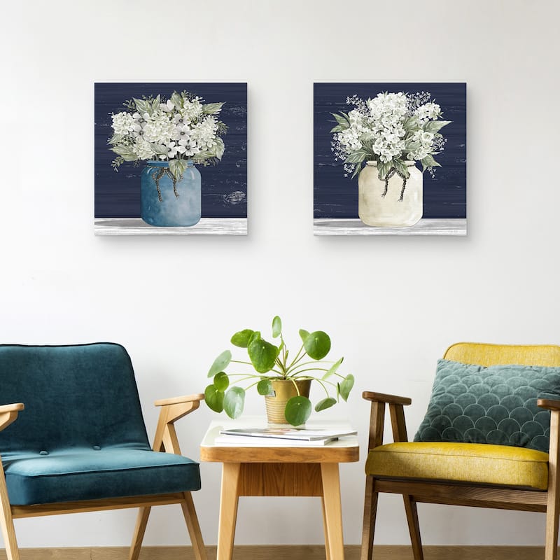 White Flowers I, White Flowers II by Cindy Jacobs Canvas Art Prints