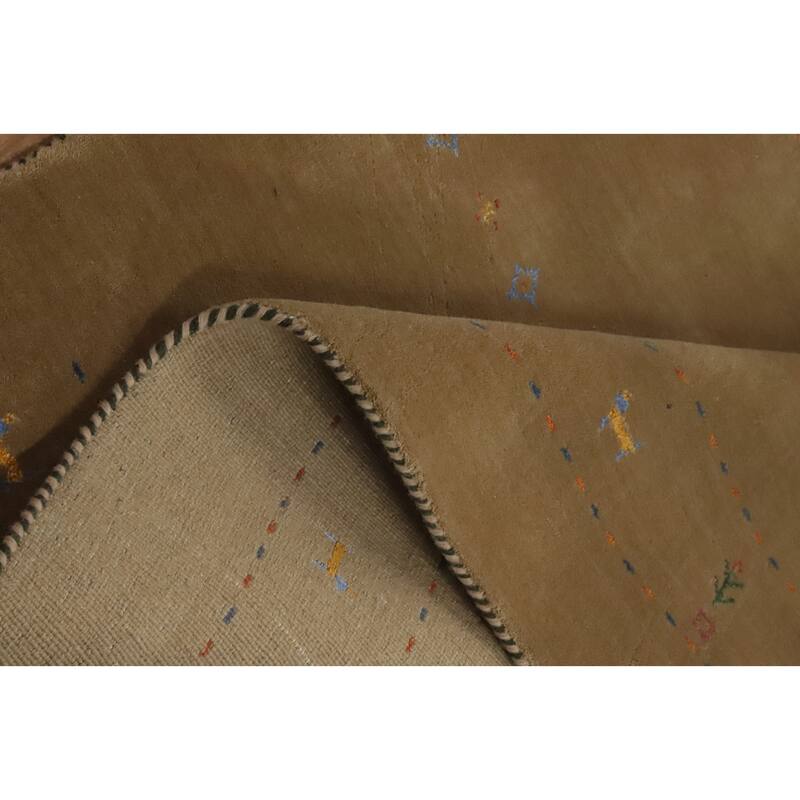Hand Knotted Oriental 100% Wool Carpet Tribal Animal Pictorial Brown Gabbeh Area Rug - 8' 1'' X 5' 1''