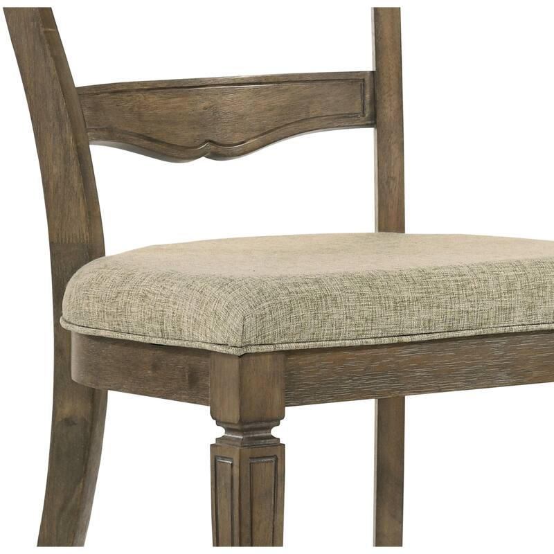 Parfield Light Brown Fabric & Weathered Oak Finish Side Chair (Set of 2)