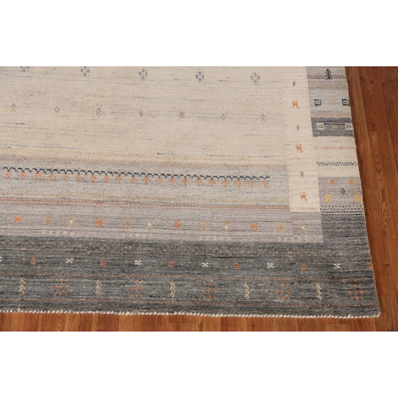 Tribal Beige Gabbeh Indian Area Rug Handmade Modern Wool Carpet - 5'4" x 7'7"