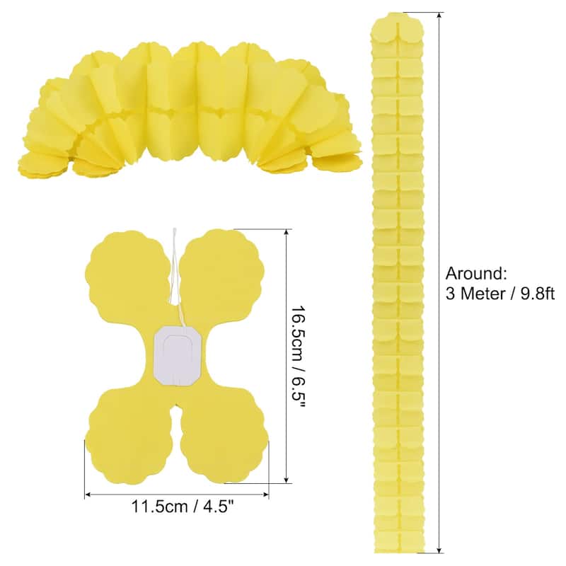 9.8ft Four-Leaf Garland, 12 Pack Tissue Paper Hanging Flower - Yellow