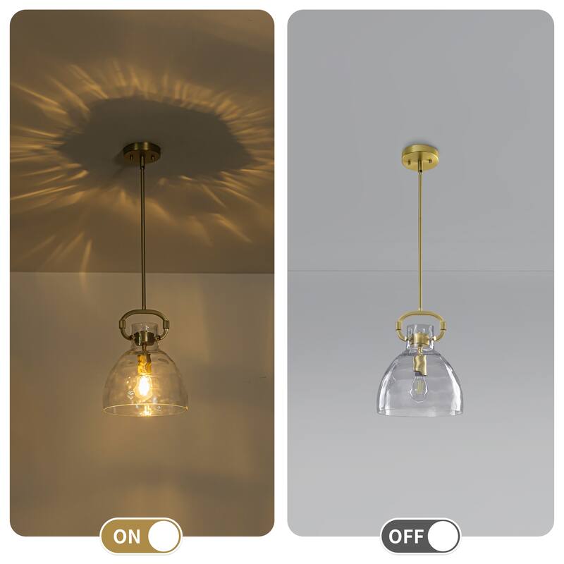 Skystar 1 - Light Single Pendant With Clear Hammered Glass Shade
