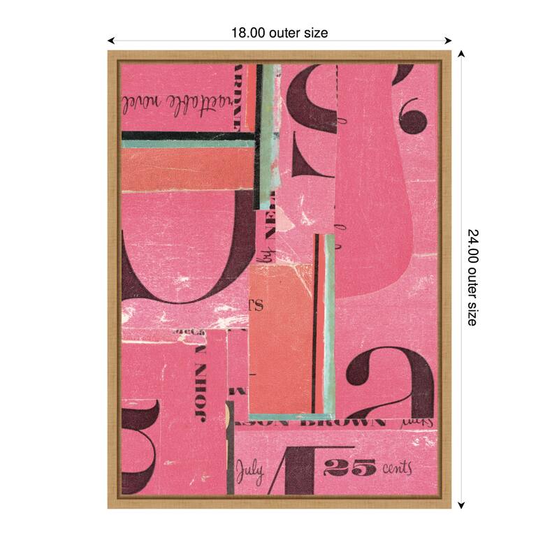 Kate and Laurel Typography Pink FC by Felicia Dadak Framed Canvas Wall Art Print