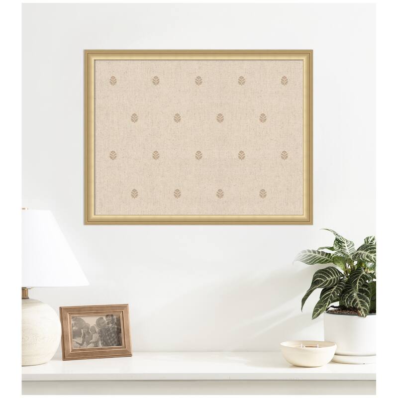 Kate and Laurel Pinboard Beige Botanical Block Print