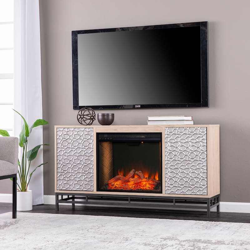 SEI Furniture Ausborne Electric Fireplace w/ Media Storage - Natural