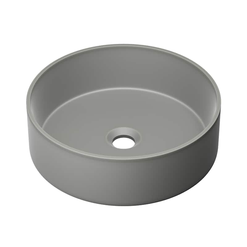 Lisse 14.5” Round Concrete Vessel Bathroom Sink in Dark Grey - Dark Grey