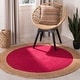 preview thumbnail 7 of 66, SAFAVIEH Handmade Natural Fiber Charlyne Bordered Round Jute Rug 3' Round - Fuchsia/Natural
