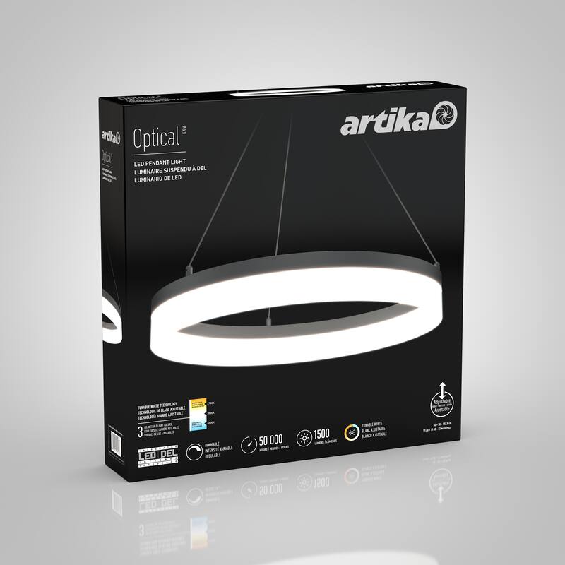 Artika Optical Ring LED Pendant Multiple CCT, Black