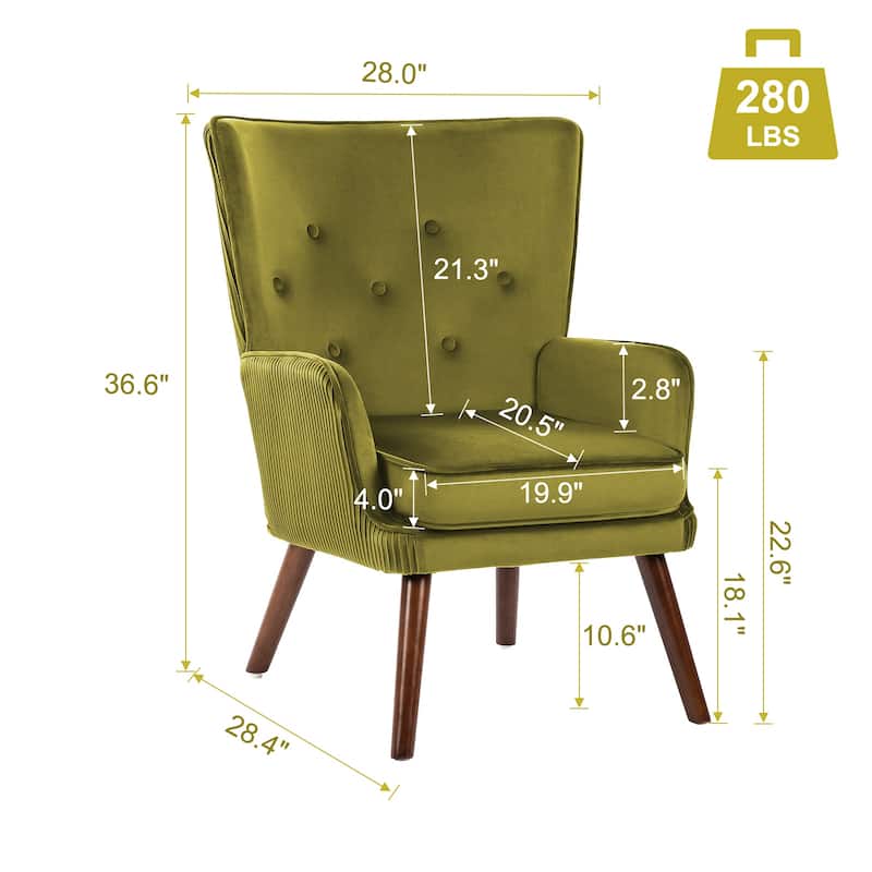 Velvet Upholstered Accent Chair Armchair for Living Room