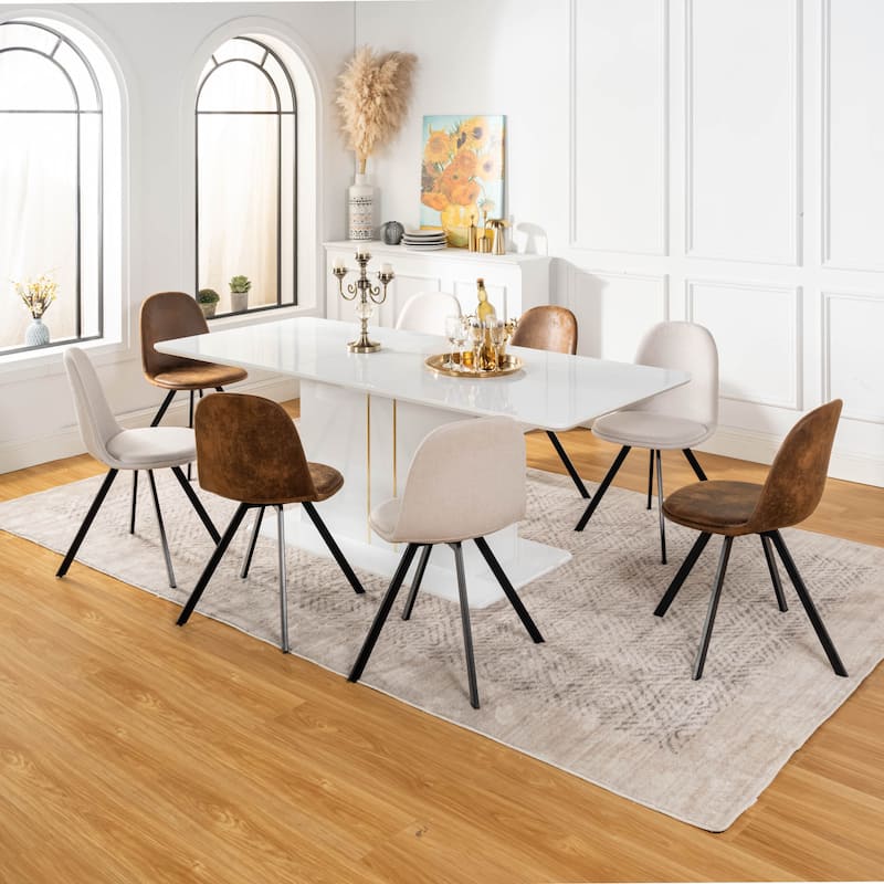 Homy Casa High Glossy White/Gold Extendable Dining Table Rectangular