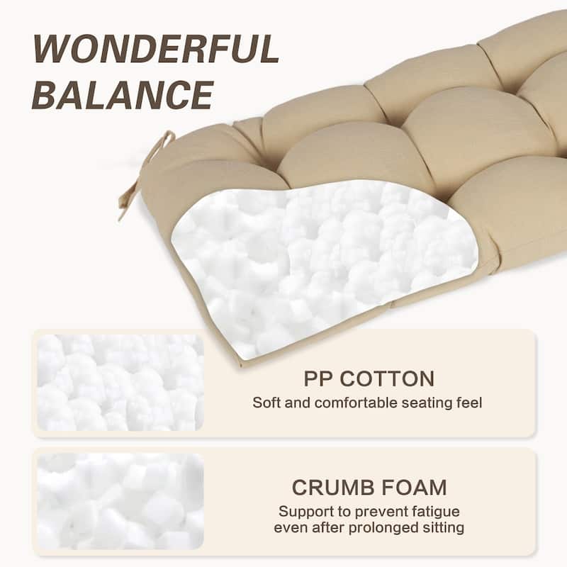 Aoodor Outdoor Polyester Tufted Bench Cushion, Water-resistant & Fade-Resistant Cushion