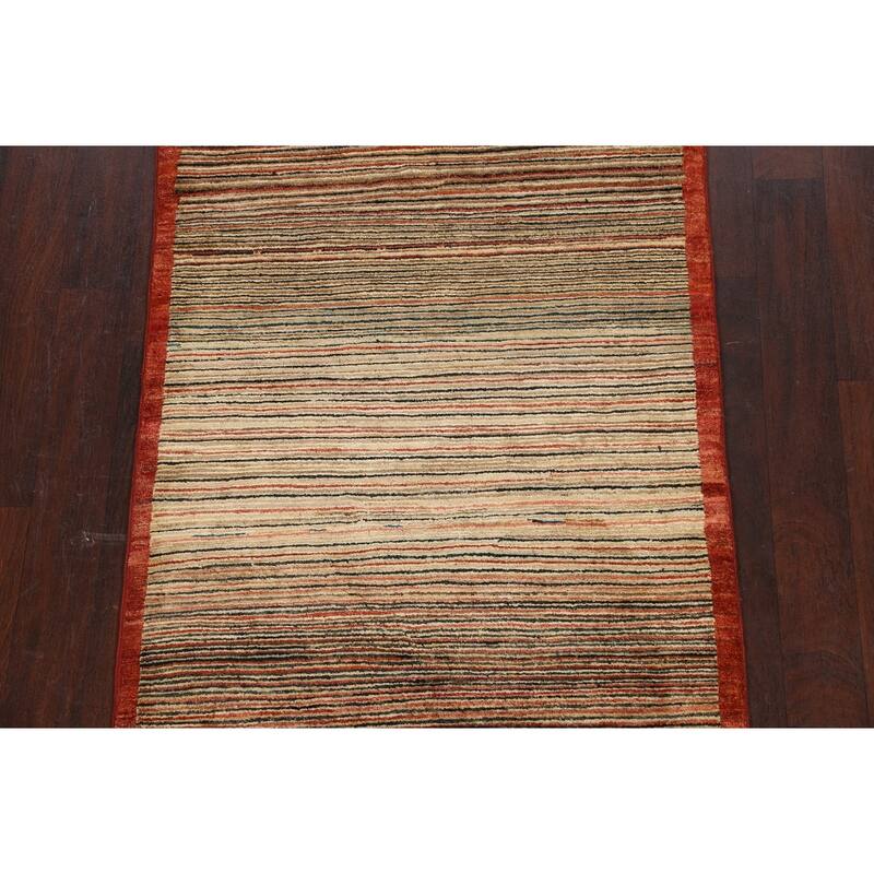 Modern Striped Gabbeh Kashkoli Oriental Area Rug Wool Handmade - 3'3" x 4'8"