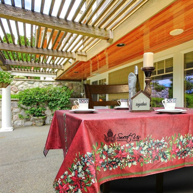 Christmas Acrylic Coated Wipeable Spill Resistant French Tablecloth