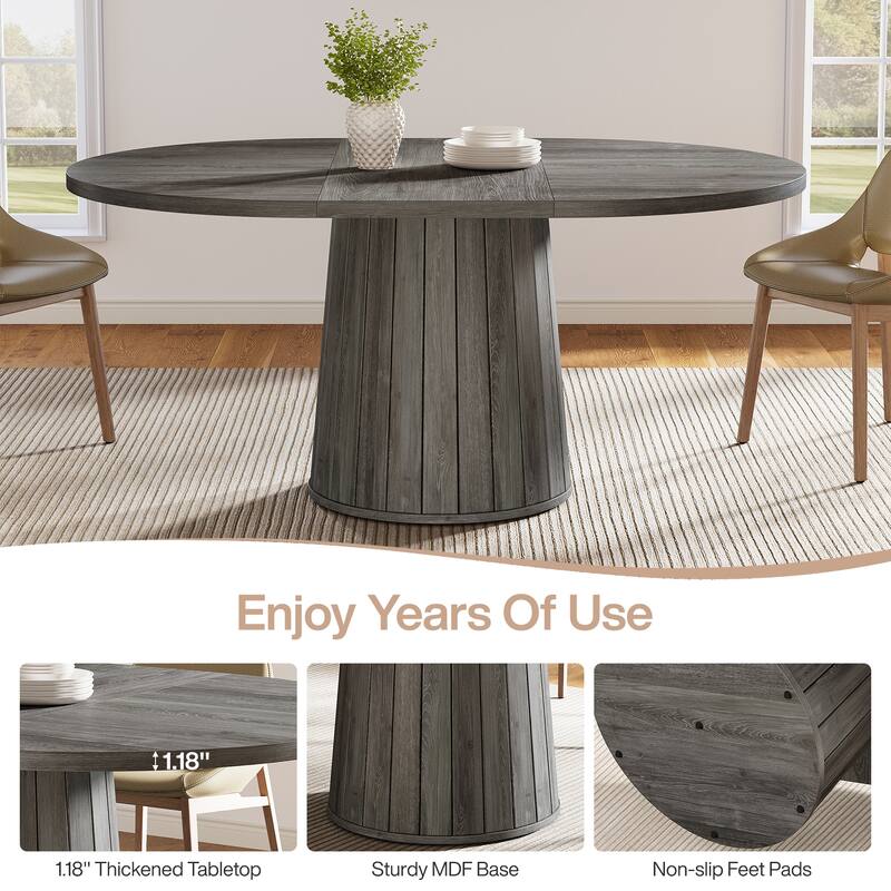 Rustic 55" Wood Dining Table Seats for 4-6 People, Kitchen Table for Dinning Room and Kitchen