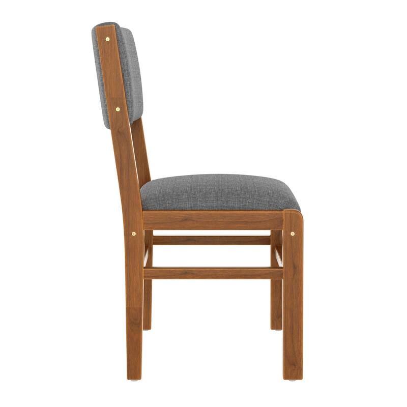 5-Piece Mid Century Modern Dining Set, Rectangle Wooden Table and 4 Linen Upholstered Chairs