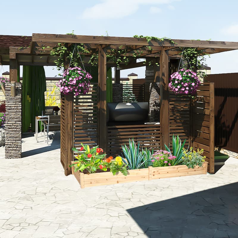 Costway Raised Garden Bed Wooden Elevated Planter Box Herbs Flowers - See Details