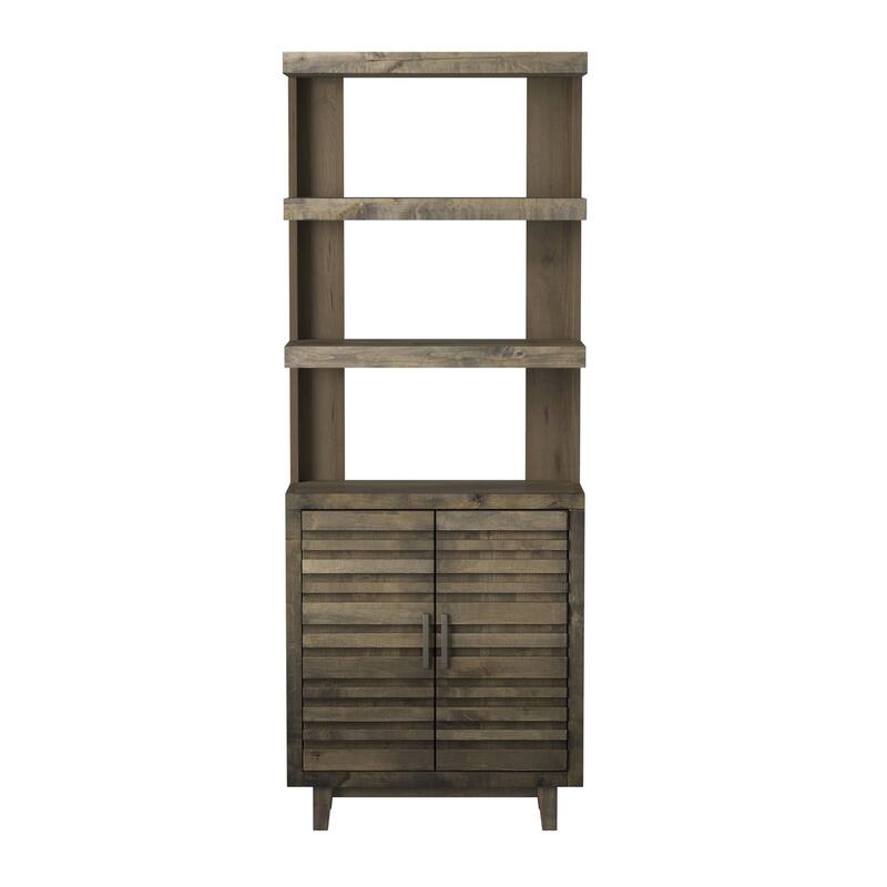 Bridgevine Home Avondale 78 Inch High Bookshelf Pier, No Assembly Required, Charcoal-Brown Finish