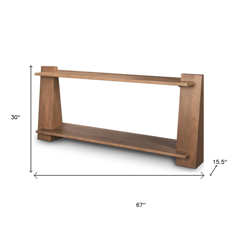 HomeRoots 67" Brown Solid Wood Solid Console Table With Shelf - 67' X '30' X '15.5