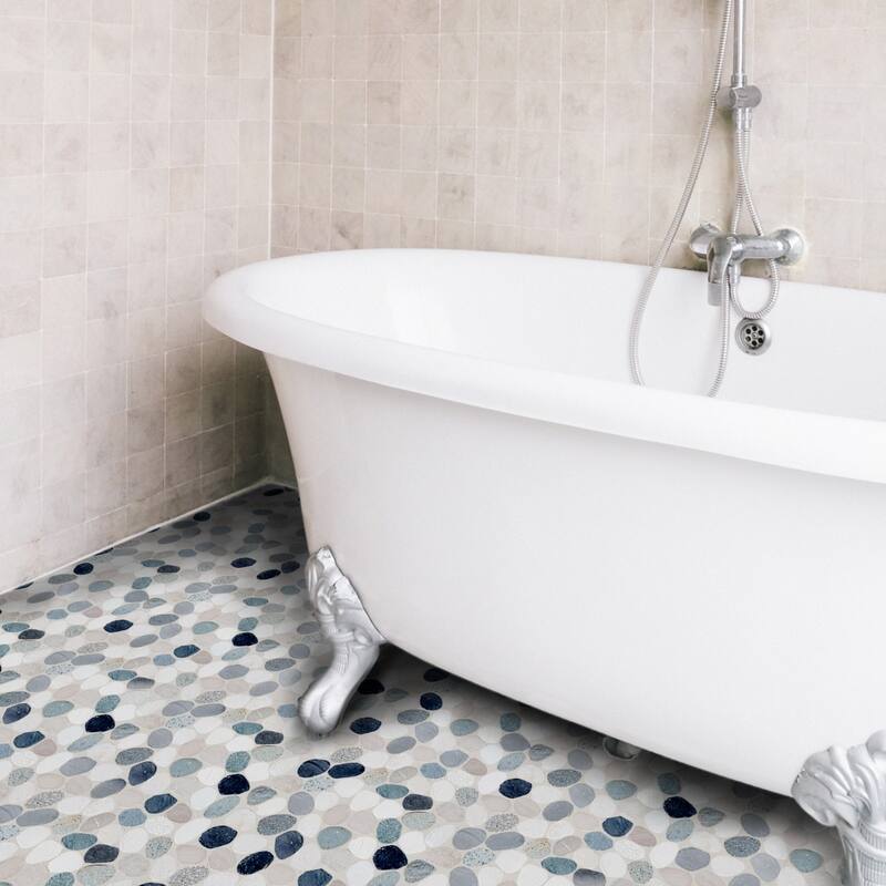 Ibiza Sliced Pebble Mosaic, Backsplash Kitchen Walls, Shower and Bathroom Floors 12" X 12" (5 Sqft per case) - Case (5 Tiles)
