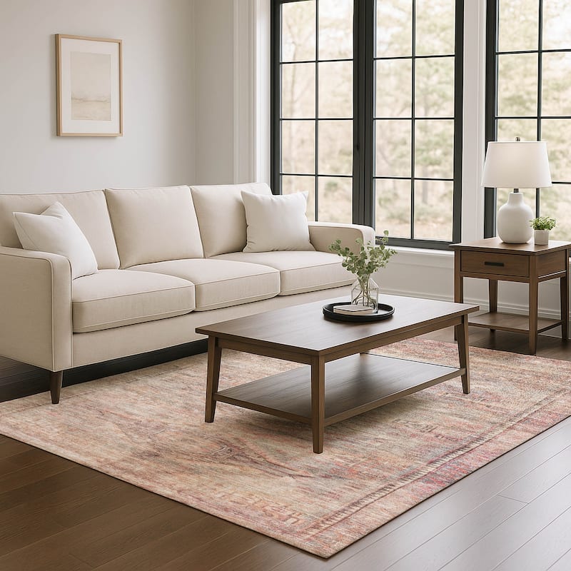 Premium Washable Super Soft Vintage Traditional Mayfield Rug - Salmon - 8' x 10'