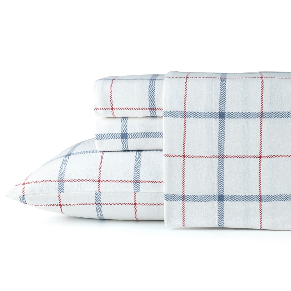 Pointehaven Printed Cotton 180 GSM Deep Pocket Oversized Brushed Flannel Sheet Set