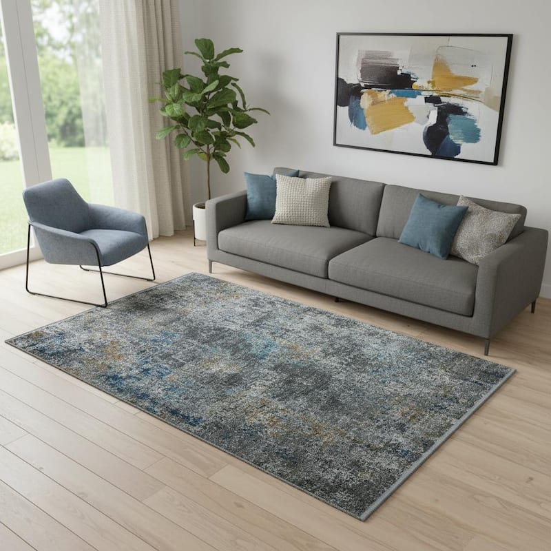 HomeRoots Abstract Contemporary Rectangle Area Rug - 5' X 8' - 5' X 8'