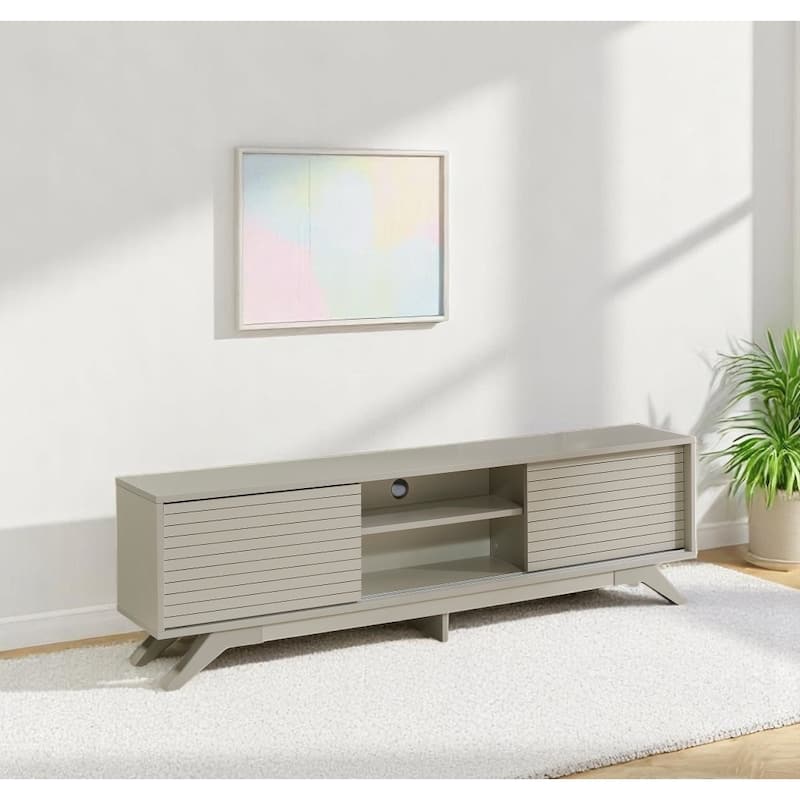 Lucina Modern TV Stand with 2 Sliding Door Cabinet 2 Shelves, Living Room Entertainment Center