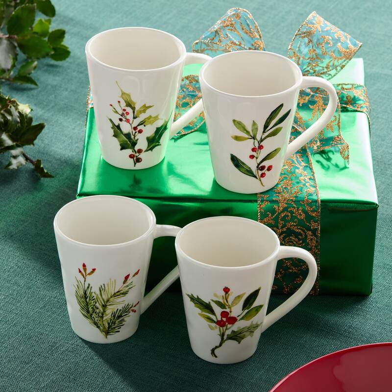 Certified International Holly And Vines Set of 4 Mugs 18 oz. asst.
