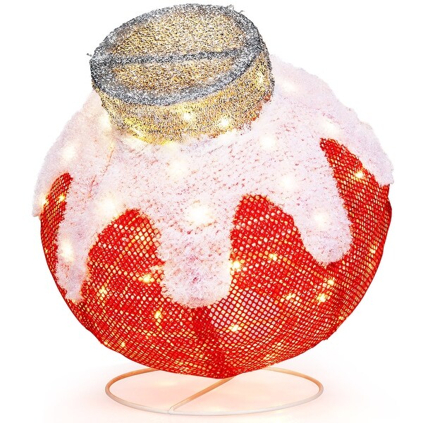 Gymax Outdoor Christmas Lantern Pop-Up Lighted Festive Ball w/ 80