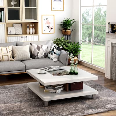 Furniture of America Sele Modern White Low-Profile Coffee Table