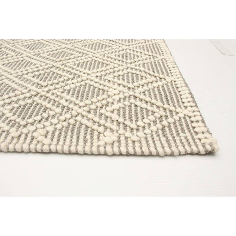 ECARPETGALLERY Braid weave Sienna Grey Wool Rug - 5'0 x 7'10