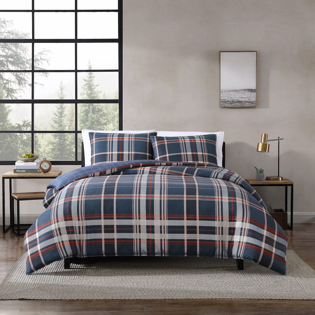 Eddie Bauer Shasta Lake Reversible Navy Duvet Cover Set