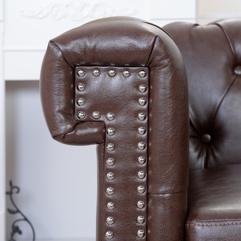 38.98" Buttons Tufted Accent Chair with Birch Legs