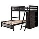 preview thumbnail 4 of 12, Wooden Twin Over Full Bunk Bed with 6 Drawers, Flexible Shelves & Removable Bottom Bed on Wheels, Espresso