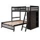 preview thumbnail 18 of 38, Wooden Twin Over Full Bunk Bed with 6 Drawers, Flexible Shelves & Removable Bottom Bed on Wheels, Grey
