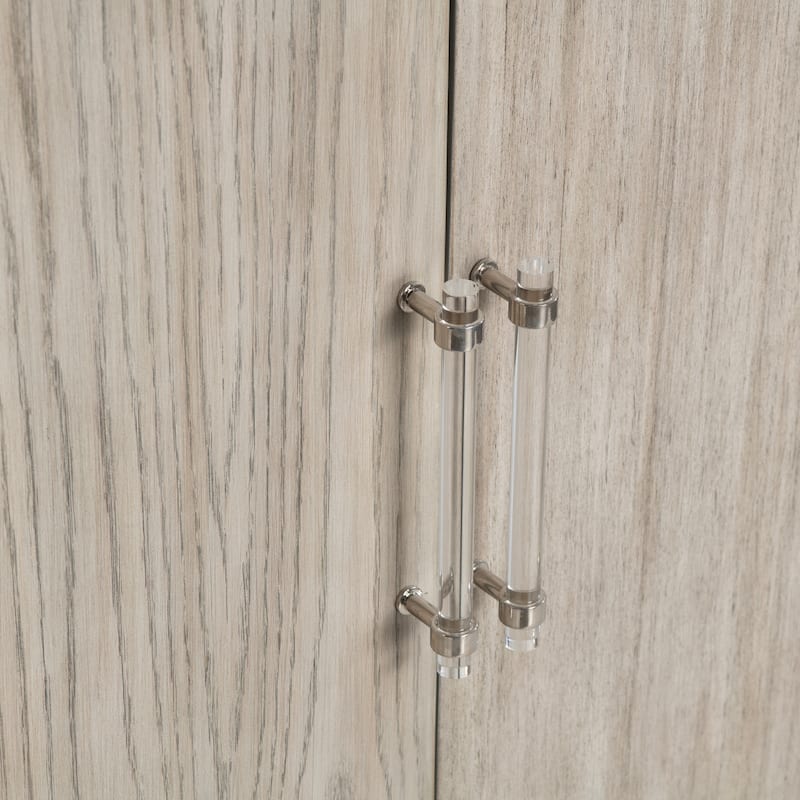 68 in. Cream Solid Wood 4 Door Media Credenza_Sideboard