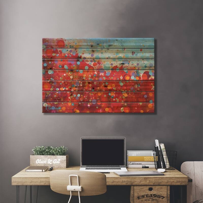 Fireflies Print On Wood by Kristen Leigh - Multi-Color
