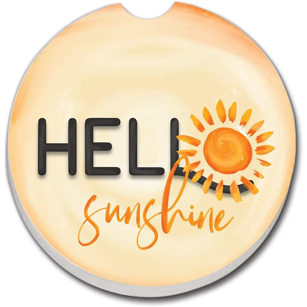 CounterArt Absorbent Stoneware Car Coaster, Hello Sunshine, Set of 2