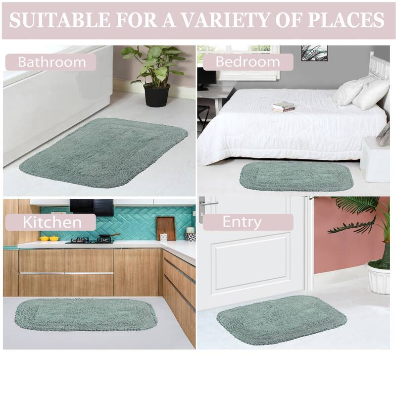 Radiant Collection Absorbent Cotton 2 Piece Set Machine Washable Bath Rug