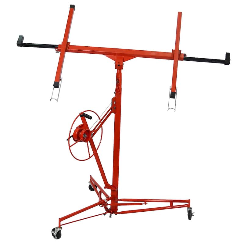 4' x 16' Drywall Panel Lift, Lockable Rolling Caster Ceiling Lift,150Lbs - Red