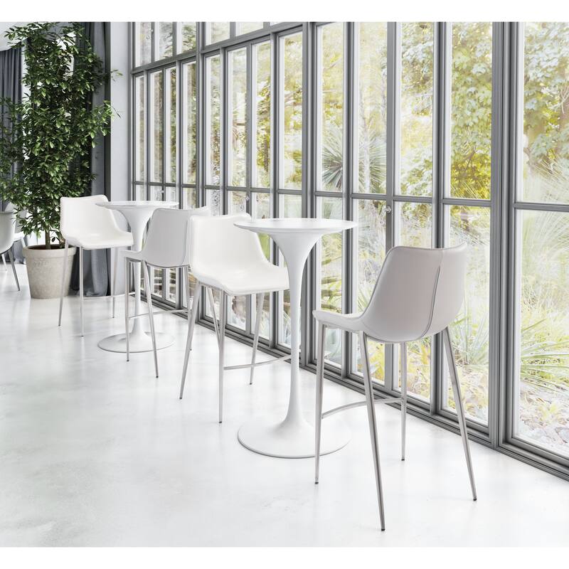 Magnus Barstool White & Silver - White/Silver