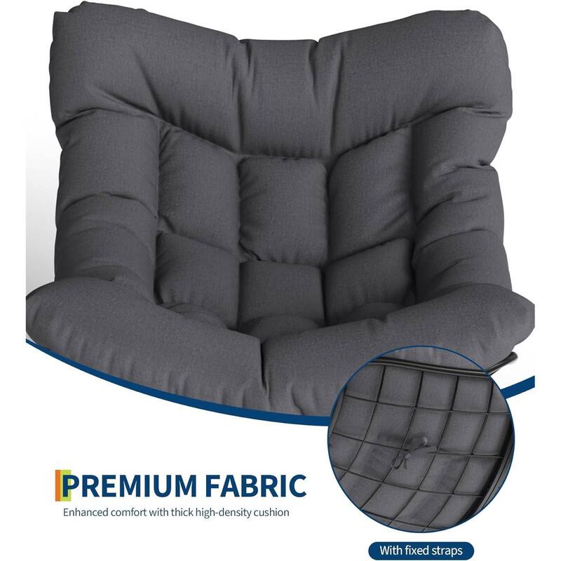 Outdoor Oversized Lounge Chair, Patio Rattan Egg Rocker with Footrest