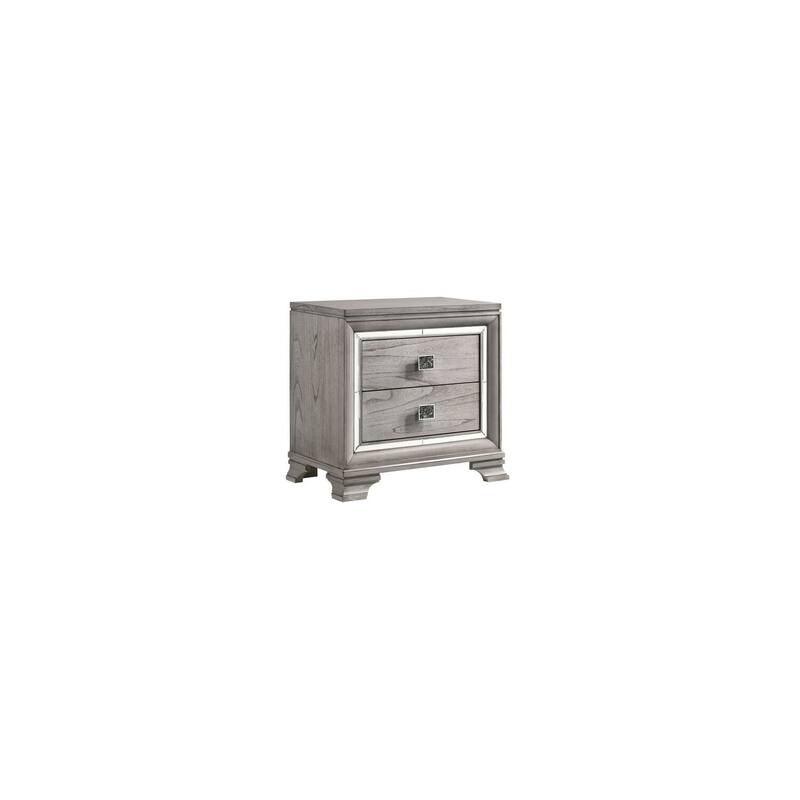 Light Gray 2 Drawer 17.5 in. W Nightstand with Bracket Feet