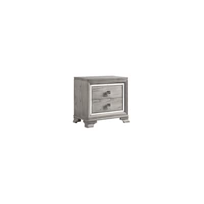 Light Gray 2 Drawer 17.5 in. W Nightstand with Bracket Feet