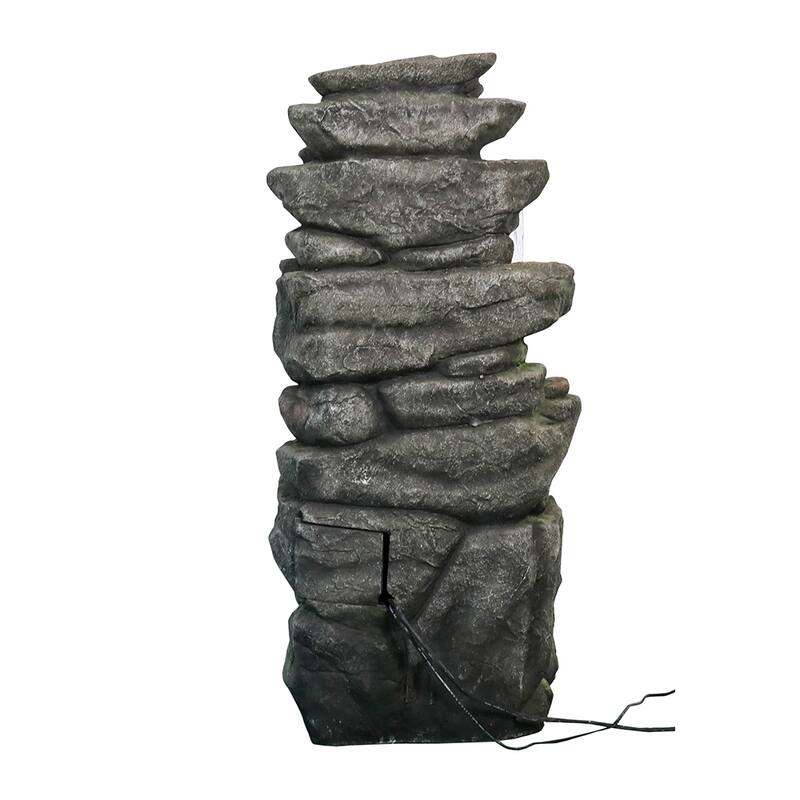 6-Tier Outdoor Water Fountain w/Lights Waterfall Fountain for Patio