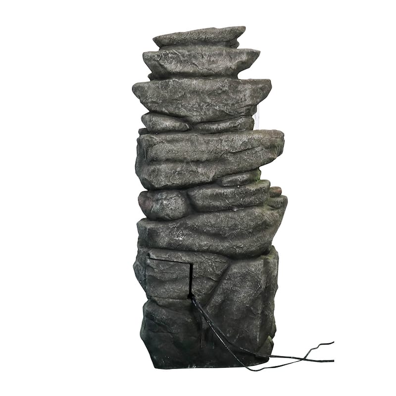 Outdoor Relaxing Water Fountain -6-Tier Outdoor Fountain w/LED Light