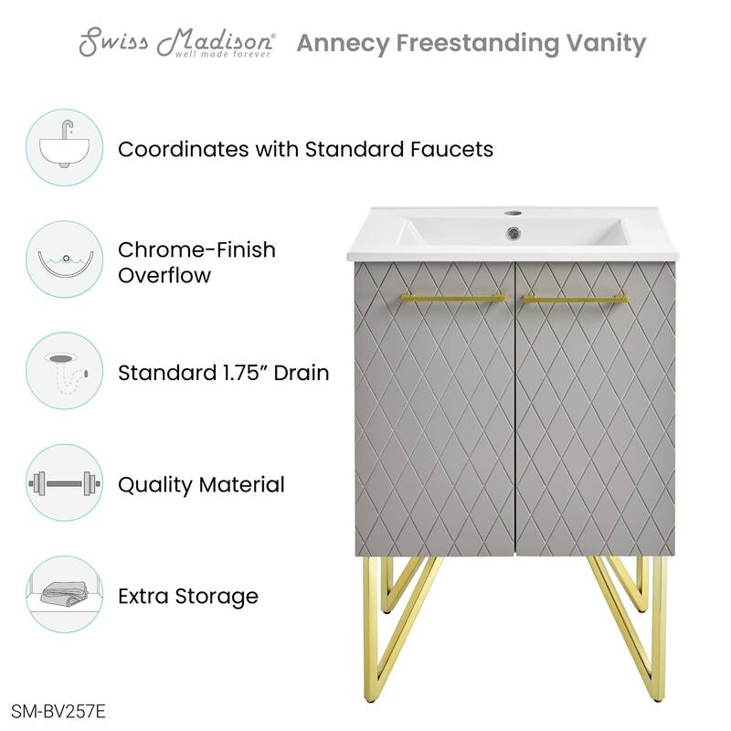 Swiss Madison SM-BV257 Annecy 24" Free Standing Single Basin Vanity