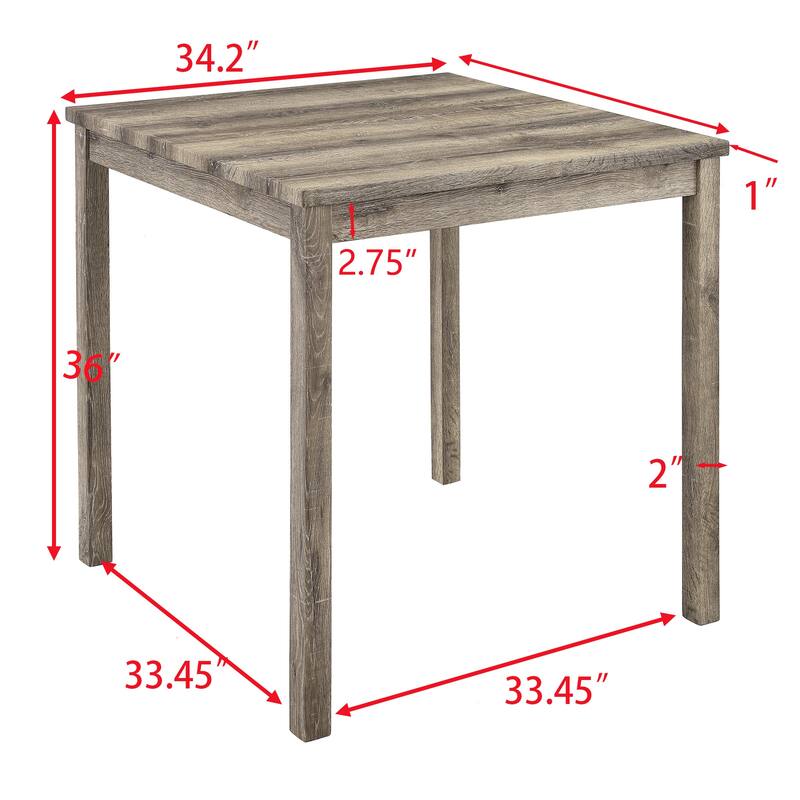 Roomfitters 5-Piece Dining Table Set with Upholstered Stools, Industrial Bar Table for Dining or Breakfast Nook